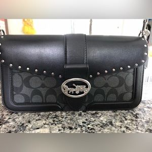 Coach Georgie shoulder bag in graphite/black/silver.